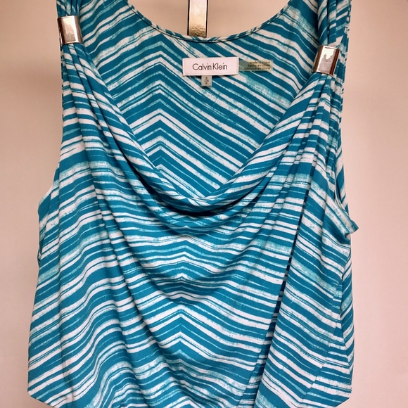 Calvin Klein Chevron Stripe Sleeveless Maxi Dress Size S - Picture 3 of 7